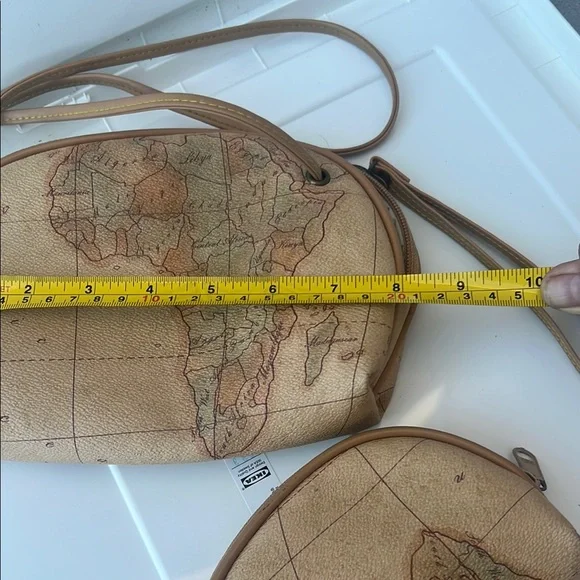 Vintage Map Print Tan Crossbody Bag - Picture 2 of 4
